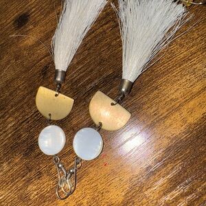 Elegant White and Gold Tassel Earrings